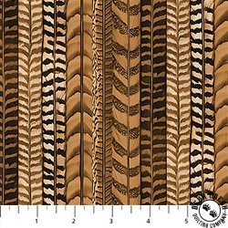 Northcott Naturescapes Pheasant Grove Feather Stripe Rust/Multi Northcott Naturescapes Pheasant Grove Feather Stripe Rust/Multi