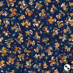 QT Fabrics Yippie Ki Yay! Cowboy/Cowgirl Toss Navy
