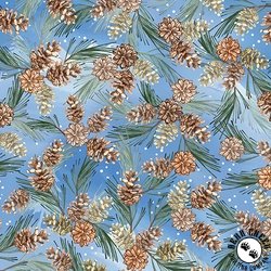 Benartex Woodland Wonderland Pinecones Medium Blue Benartex Woodland Wonderland Pinecones Medium Blue