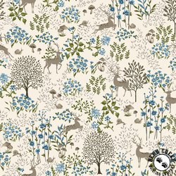 Studio E Fabrics Ashdown Forest Deer Scenic Pale Ecru