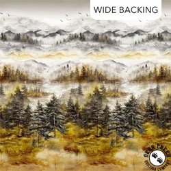 Northcott Misty Morning 108 Inch Wide Backing Fabric Scenic Ochre/Multi Northcott Misty Morning 108 Inch Wide Backing Fabric Scenic Ochre/Multi