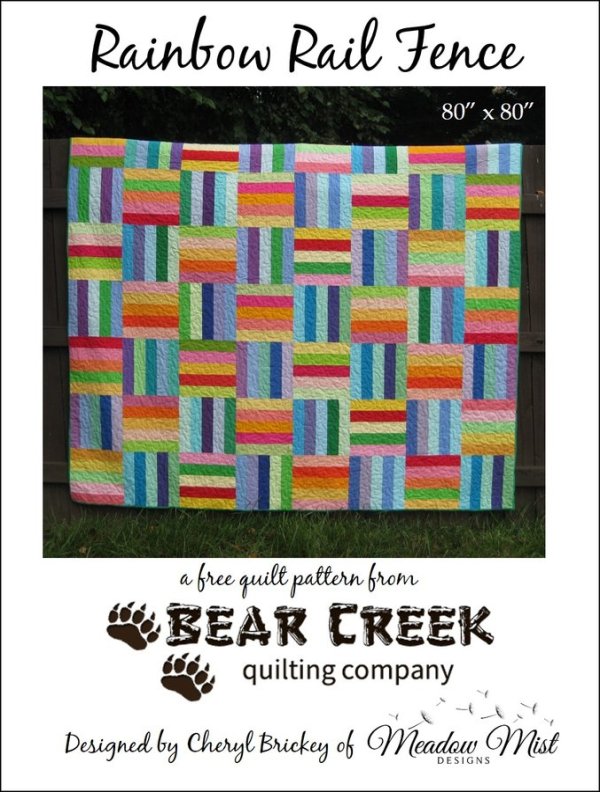 Rainbow Rail Fence Free Quilt Pattern