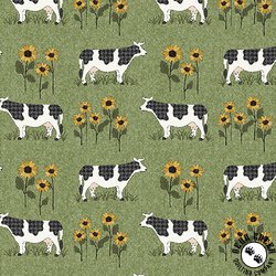 Benartex Heartland Grazing Cows Green