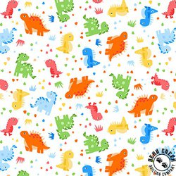 Maywood Studio Playtime Flannel Dinosaur White