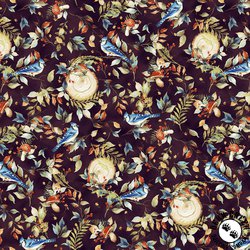 Hoffman Fabrics Blue Jay Song Birds Plum Gold