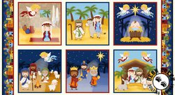 Blank Quilting Away in a Manger Nativity Blocks Blue Blank Quilting Away in a Manger Nativity Blocks Blue