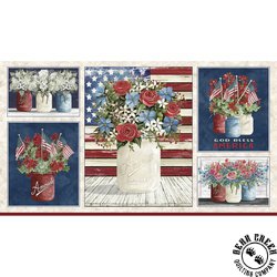 P&B Textiles Farmhouse Americana Panel Patriotic Bouquet Panel