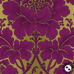 Benartex Flower Festival Garden Damask Aubergine Benartex Flower Festival Garden Damask Aubergine