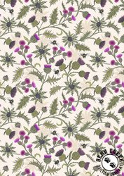 Lewis and Irene Fabrics Highlands Bee Thistle Light Cream