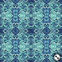 QT Fabrics Endless Blues Geo Medallion Aqua