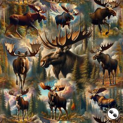 Blank Quilting Wilderness Song Moose Brown