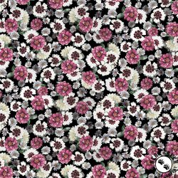 P&B Textiles Moon Flower Packed Flowers Black