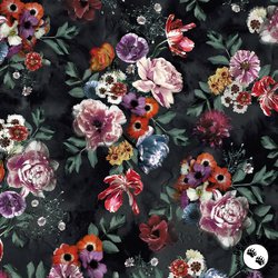 P&B Textiles Moon Flower Vibrant Flower Dark Multi