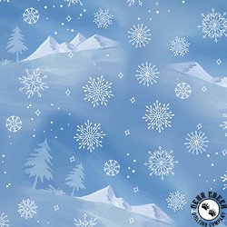 Benartex Woodland Wonderland Mountain View Medium Blue Benartex Woodland Wonderland Mountain View Medium Blue