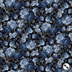 Studio E Fabrics Midnight Floral 108 Inch Wide Backing Fabric Black/Denim