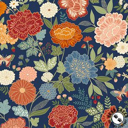 Andover Fabrics Luxe Large Flora Navy