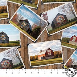 Northcott Barn Quilts Barn Blocks Brown/Multi Northcott Barn Quilts Barn Blocks Brown/Multi