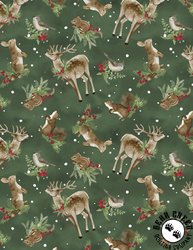 Wilmington Prints Woodland Snowmen Woodland Critter Toss Green Wilmington Prints Woodland Snowmen Woodland Critter Toss Green