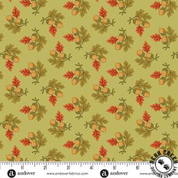 Andover Fabrics Autumn Woods Gathered Acorns Green