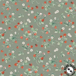 Windham Fabrics Robin Strawberries Dark Sage