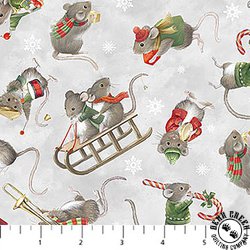 Northcott The Christmas Mouse  Toss Gray/Multi