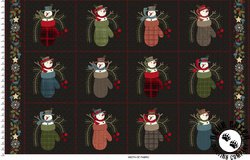 Maywood Studio Holly Jolly Flannel Snowmen Blocks Black Maywood Studio Holly Jolly Flannel Snowmen Blocks Black