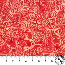 Northcott Banyan Batiks Fresh Flowers Daisy Swirl Wild Orange