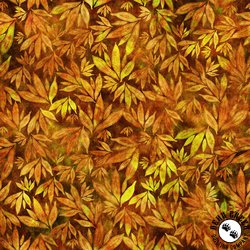 QT Fabrics Mystic Owls Packed Leaves Orange