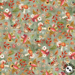 Hoffman Fabrics Woodsy and Whimsy Mushrooms Sage