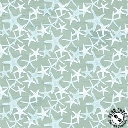 P&B Textiles Sea Whispers Star Fish Allover Green