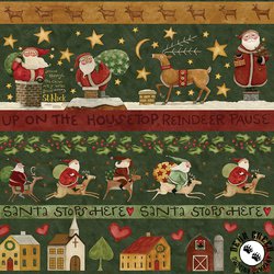 Riley Blake Designs Up on the Housetop Border Stripe Green Riley Blake Designs Up on the Housetop Border Stripe Green