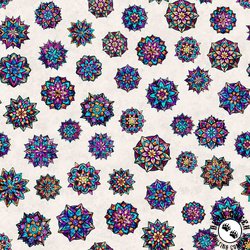 QT Fabrics Night Flight Stained Glass Medallions Oatmeal