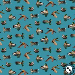 Michael Miller Fabrics Welcome to Our Lake Ducks Aqua