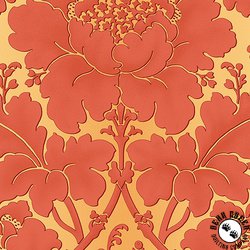 Benartex Flower Festival Garden Damask Flame/Gold Benartex Flower Festival Garden Damask Flame/Gold
