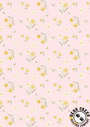 Lewis and Irene Fabrics Joys of Spring Daffodil Delight Pastel Pink Lewis and Irene Fabrics Joys of Spring Daffodil Delight Pastel Pink