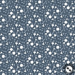 Lewis and Irene Fabrics Evenfall Moonflower Midnight Blue