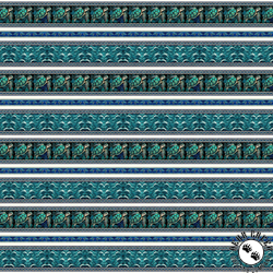 QT Fabrics Endless Blues Sea Turtle Decorative Border Stripe Teal