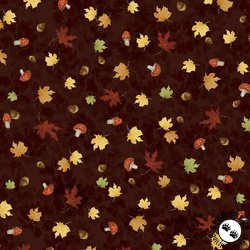 P&B Textiles Fall Friends Ditzy Leaf Toss Dark Brown