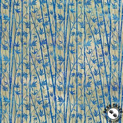 In The Beginning Fabrics Oriental Gardens Bamboo Blue