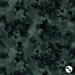 P&B Textiles Moon Flower Flowing Tonal Dark Green