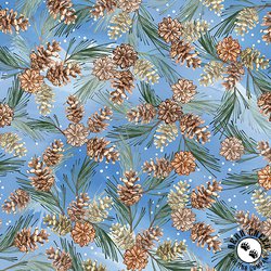 Benartex Woodland Wonderland Pinecones Medium Blue Benartex Woodland Wonderland Pinecones Medium Blue