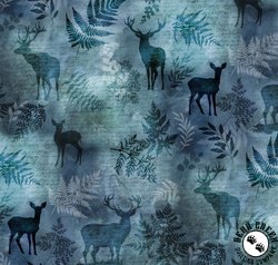 Hoffman Fabrics Forest Fawn Ferns and Deer Dusty Blue Hoffman Fabrics Forest Fawn Ferns and Deer Dusty Blue