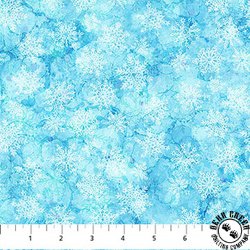 Northcott Midwinter Magic Snowflakes Blend Light Blue