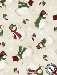 Wilmington Prints Woodland Snowmen Tossed Snowmen Cream Wilmington Prints Woodland Snowmen Tossed Snowmen Cream