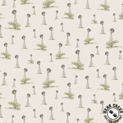 P&B Textiles Farm View Windmills Ecru/Cream/Light Tan