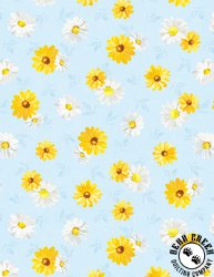 Wilmington Prints Bees and Blooms Daisy Toss Blue