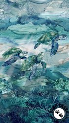 Northcott Sea Breeze Turtles Panel Blue/Multi