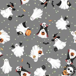Studio E Fabrics Paranormal Parade Festive Ghosts Gray Studio E Fabrics Paranormal Parade Festive Ghosts Gray