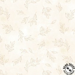 P&B Textiles Floral Chic Tonal Tossed Leaves Ecru