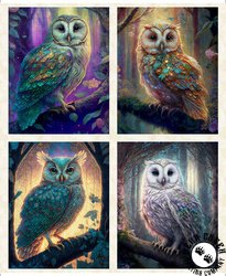 QT Fabrics Mystic Owls Panel Cream